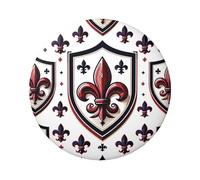 Lot de 5 boutons ronds laminés Motif fleur de lys Rouge sang 6 cm
