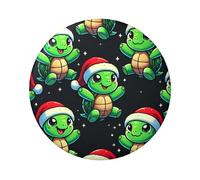 Lot de 5 boutons ronds laminés Motif tortues de Père Noël 6 cm