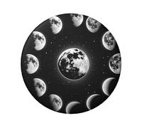 Lot de 5 boutons ronds laminés Phases de lune de 6 cm avec finition brillante et épingle sécurisée