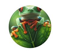 Lot de 5 boutons ronds laminés Porto-Rico-grenouille arborée de 6 cm avec finition brillante et épingle sécurisée