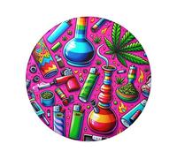 Lot de 5 boutons ronds laminés pour cannabis - 6 cm - Avec finition brillante et fermeture sécurisée