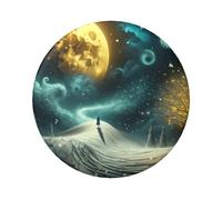 Lot de 5 boutons ronds laminés pour Halloween, motif lune-neige, 6 cm, avec finition brillante et épingle sécurisée