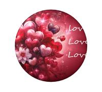 Lot de 5 boutons ronds laminés Valentine'S-Love-Balloons de 6 cm avec finition brillante et épingle sécurisée