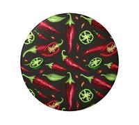 Lot de 5 boutons ronds laminés Vegan-Peppers-Chili de 6 cm avec finition brillante et épingle sécurisée