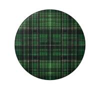 Lot de 5 boutons ronds laminés vert-noir-tartan de 6 cm avec finition brillante et fermeture à épingle sécurisée