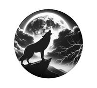 Lot de 5 boutons ronds laminés Wolf-Howling-Thunderstorm-Power de 6 cm avec finition brillante et pinback sécurisée