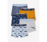 VERTBAUDETLot de 5 Boxers Stretch garçon Baleines Lot bleu2A