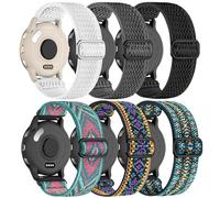 Lot de 5 bracelets de montre compatibles avec Vivoactive 4S/Venu 2S/Venu 3S/Vivomove 3S, 18 mm en nylon extensible pour Garmin Forerunner 265S/255S Bracelet de rechange à dégagement rapide