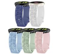 Lot de 5 bracelets de montre de 20 mm en silicone souple avec gravure florale compatible avec Garmin Vivoactive 5/Vivoactive 6/3/3 Music pour Forerunner 55/165/245/645 pour homme et femme