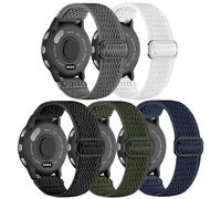 Lot de 5 bracelets de montre en nylon extensible compatibles avec Garmin Venu 3/2/4 45 mm/Forerunner 265/255 46 mm/570 47 mm/Vivoactive 4,22 mm Bracelet de rechange souple et réglable pour Amazfit Bip