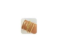 Lot de 5 bracelets empilables pour femme - En or - Ne ternit pas - Délicat - Chaîne à maillons cubains - Tendance 2025, Métal, Pas de gemme