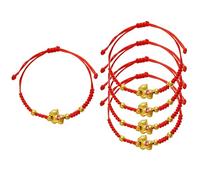 Lot de 5 bracelets en corde tressée avec breloque cheval doré porte-bonheur pour homme et femme - Cadeau réglable, 5pcs, Bois, Agate