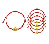 Lot de 5 bracelets en corde tressée avec breloque cheval doré porte-bonheur pour homme et femme - Cadeau réglable, 5pcs, Bois, Agate