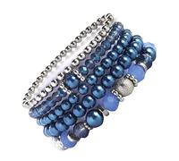 Lot de 5 bracelets extensibles en perles de cristal étincelantes pour styles individuels et cadeaux de fête, taille unique, Comme décrit