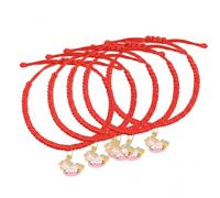 Lot de 5 bracelets tressés en corde rouge pour le Nouvel An chinois 2026, bracelets tressés en corde de cheval pour le Nouvel An 2026, bijoux Feng Shui chinois pour la famille, 5PCS, Zinc, Pas de