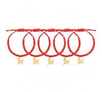 Lot de 5 bracelets tressés en corde rouge pour le Nouvel An chinois 2026, bracelets tressés en corde de cheval pour le Nouvel An 2026, bijoux Feng Shui chinois pour la famille, 5PCS, Zinc, Pas de