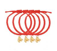 Lot de 5 bracelets tressés en corde rouge pour le Nouvel An chinois 2026, bracelets tressés en corde de cheval pour le Nouvel An 2026, bijoux Feng Shui chinois pour la famille, 5PCS, Zinc, Pas de