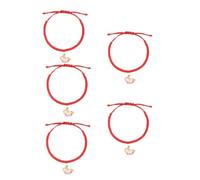 Lot de 5 bracelets tressés en corde tressée pour le Nouvel An chinois 2026, bracelet à breloques avec signe du zodiaque chinois Feng Shui, amulette de protection porte-bonheur, 5pcs, Zinc, Pas de