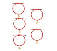 Lot de 5 bracelets tressés en corde tressée pour le Nouvel An chinois 2026, bracelet à breloques avec signe du zodiaque chinois Feng Shui, amulette de protection porte-bonheur, 5pcs, Zinc, Pas de