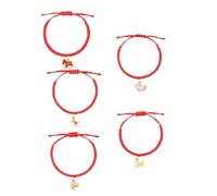 Lot de 5 bracelets tressés en corde tressée pour le Nouvel An chinois 2026, bracelet à breloques avec signe du zodiaque chinois Feng Shui, amulette de protection porte-bonheur, 5pcs, Zinc, Pas de