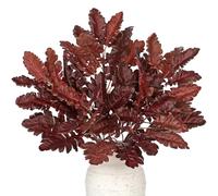 Lot de 5 branches de feuilles de chêne artificielles pour vases, tiges de chêne artificiel bordeaux de 45,7 cm, branches de chêne artificielles pour décoration d'automne, ferme, centre de table