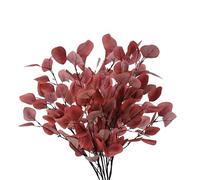 Lot de 5 branches d'eucalyptus artificielles de 90 cm - Branches d'automne rouges d'eucalyptus - Branches d'automne - Branches d'automne - Plantes artificielles comme véritables pour arrangement