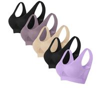 Lot De 5 Brassiere Sport Femme Pas Cher,Sports Bralette Femme Jogging, Brassière Grande Taille Respirant Brassiere Doux Et Confortable Yoga Gym Soutien Gorge sans Armature sans Coutures