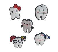 Lot de 5 breloques pour sabots en PVC/Jibbitz Crocs/Jibz/Pin Crocs/Ornements pour Chaussures Motif Dentaire, Pequeño, Polychlorure de vinyle, Non applicable