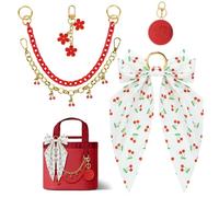 Lot de 5 breloques pour sac fourre-tout, accessoires de sac avec nœud, boule en peluche, fleurs, cuba et chaîne pour décoration de sac de plage, kit de bricolage pour filles et femmes (style 6)