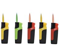 Lot de 5 Briquet - Jet Flamme - Flamme de Couleur Assorti au Briquet - réglable - Rechargeable - 554