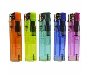Lot de 5 Briquets - Allumage électronique - Non Rechargeable - 5 Couleurs Diff. - 043