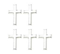 Lot de 5 broches crucifix faites à la main - Or/argenté - Accessoire pour mariages, fêtes et rassemblements religieux - En alliage, Narrow face, comme décrit