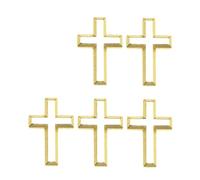 Lot de 5 broches crucifix faites à la main - Or/argenté - Accessoire pour mariages, fêtes et rassemblements religieux - En alliage, Narrow face, comme décrit