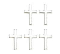 Lot de 5 broches en forme de crucifix unisexe - Accessoire de mode pour mariages, fêtes et cérémonies religieuses - Broche faite à la main, Narrow face, Comme décrit