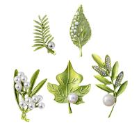 Lot De 5 Broches En Forme De Feuille Tridimensionnelle Pour Femme Épingles À Boutonnière Épingles Pour Vêtements Broche De Costume Broche Décorative Broche De Fête Broche