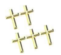 Lot de 5 broches faites à la main en forme de crucifix doré/argenté pour mariages, fêtes et réunions religieuses, Wide noodles, Comme décrit