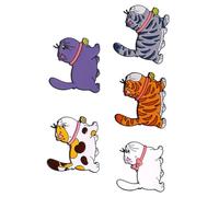 Lot de 5 broches mignonnes en forme de chats adorables - Épinglettes élégantes en alliage - Texture en alliage - Convient pour la décoration de sac à dos et de tissu - Broche chat coloré, taille
