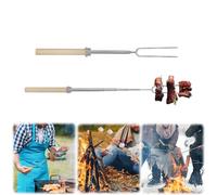 Lot de 5 brochettes extensibles en acier inoxydable pour feu de camp, 81 cm maximum, 81 cm, pour guimauve, barbecue émoussé, bâtons de hot-dog pour feu de camp, avec sac de rangement, foyer, feu de