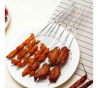 Lot de 5 brochettes plates en acier inoxydable avec poignée ondulée, conçues pour les barbecues en plein air, les barbecues dans le jardin, les pique-niques et les aventures en camping (26 cm)