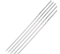 Lot de 5 brochettes plates en acier inoxydable avec poignée ondulée, conçues pour les barbecues en plein air, les barbecues dans le jardin, les pique-niques et les aventures en camping (20 cm)