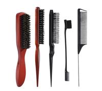 Lot de 5 brosses à cheveux en poils de cochon - Brosse à cheveux - Brosse à cheveux en forme de rat - Peigne double bord - Triple peigne