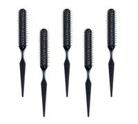 Lot de 5 brosses à cheveux synthétiques à 3 rangées de poils métalliques pour perruque noire, peigne à cheveux en acier (noir)