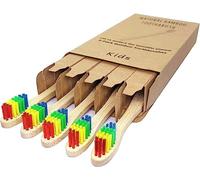 Lot de 5 brosses à dents en bambou pour enfants - Poils souples - Brosses à dents manuelles pour enfants (Rainbow 5 Pack)