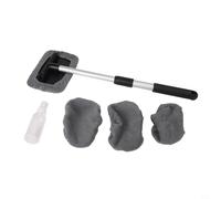 Lot de 5 brosses de lavage de voiture avec manche télescopique et flacon pulvérisateur pour le nettoyage du pare-brise, housse en microfibre grise