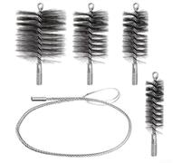 Lot de 5 brosses de nettoyage en fil métallique pour usage industriel avec poils en acier inoxydable compatibles avec poignée à vis galvanisée pour l'entretien des tuyaux et des conduits
