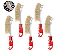 Lot de 5 Brosses en Laiton Multi-Usages pour Barbecue, Brosse Metallique avec Poignée en Plastique, Brosses Métalliques en Acier Inoxydable de Nettoyage, pour Enlever Les Taches, Rouille, Peinture