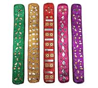 Lot de 5 Brûleur d'encens - Porte-encens en Bois 5 Motifs différents, Uniques et colorés. Fabriqué à la Main en Inde.