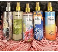 Lot de 5 brumes Praady - Queen's Body Splash Collection, Brume Corporelle Parfumée, 250ml, Variétés Very Matcha, Belle Eternel, Vibrant Roses, Sun Match