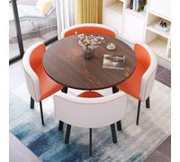 Lot de 5 bureaux et chaises de bureau, table de conférence ronde pour négociation, cuisine, salle à manger, maison, balcon, bibliothèque, salon, café (bleu, 70 cm)
