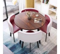 Lot de 5 bureaux et chaises de bureau, table de conférence ronde pour négociation, cuisine, salle à manger, maison, balcon, bibliothèque, salon, café (bleu, 70 cm)